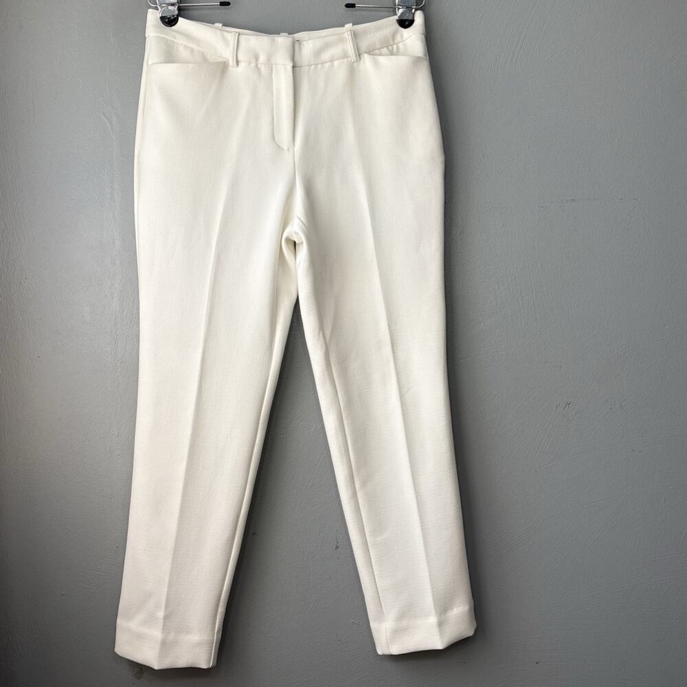 Worthington Dress Pants Size 6 Slim Fit White Ankle Ponte Trousers Office Career